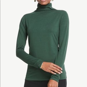 Ann Taylor|  Deep Emerald Green Mock Neck Long Sleeve - XS NWOT